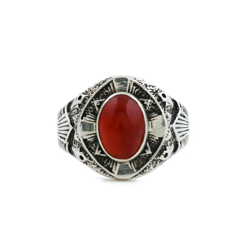 men’s wedding bands with colored stones-Carnelian "St. Augustine" Ring