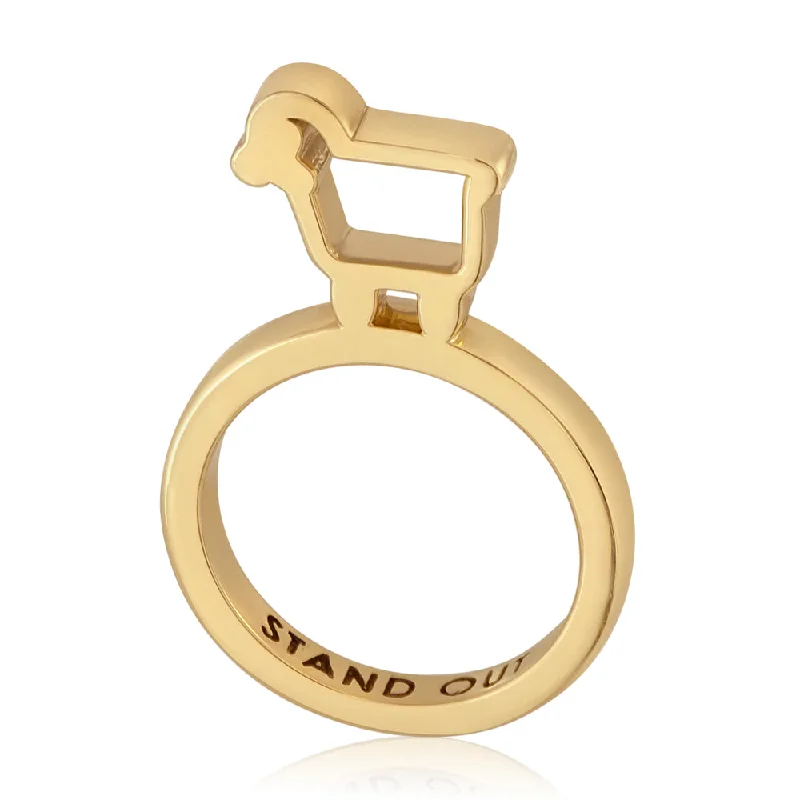 gold signet rings with engraving-18K YELLOW GOLD 'STAND OUT' SHEEP STATEMENT RING