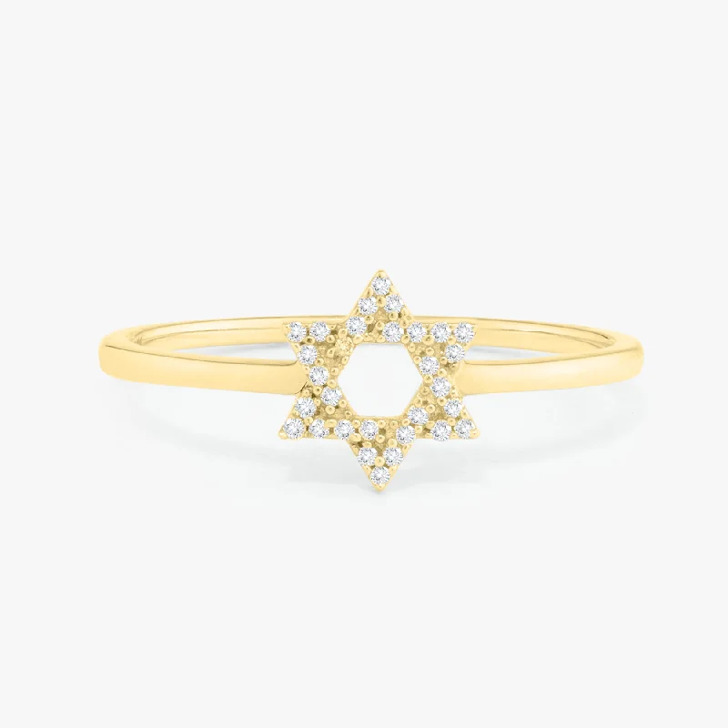 emerald engagement rings-Star of David Dainty Diamond Ring