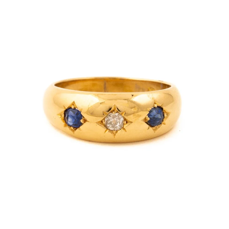 engagement rings with colored stones-Starburst Sapphire x Diamond Band