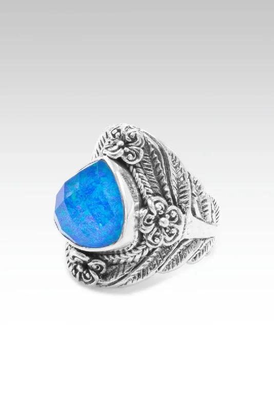 men’s wedding bands with engraved names-Beauty in Bloom Ring™ in Twilight Simulated Opal & Quartz Doublet