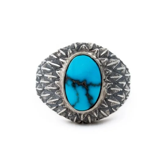 men’s custom promise rings-Sterling Silver Egyptian Turquoise "Griffin" Ring