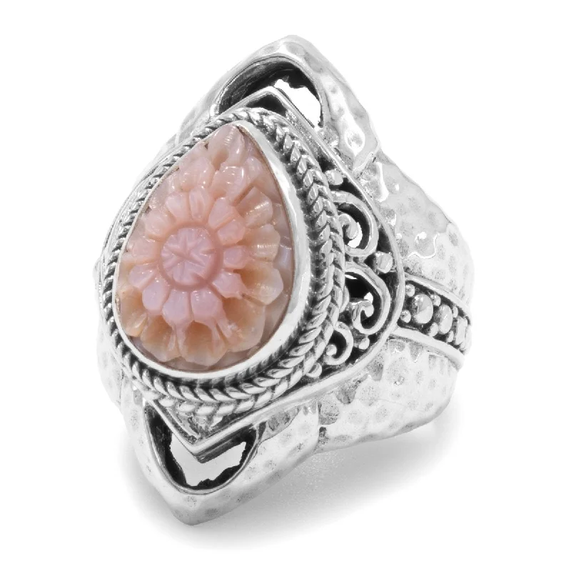 men’s wedding rings in black titanium-Blooms of Blessings Ring™ in Pink Mother of Pearl