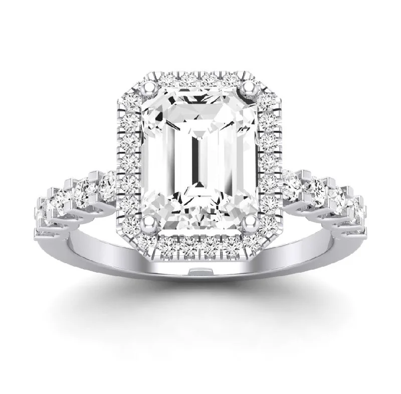 vintage engagement rings with unique designs-Sweetpea - Emerald Lab Diamond Engagement Ring VS2 F (IGI Certified)