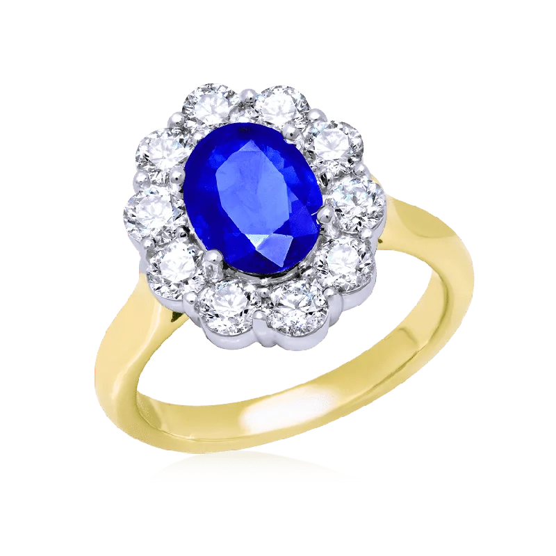 wedding bands for women with multicolored stones-The Classic Sapphire Ring with Diamond Halo