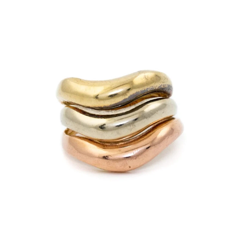 women’s yellow gold engagement rings-Tri Gold Curvature Ring