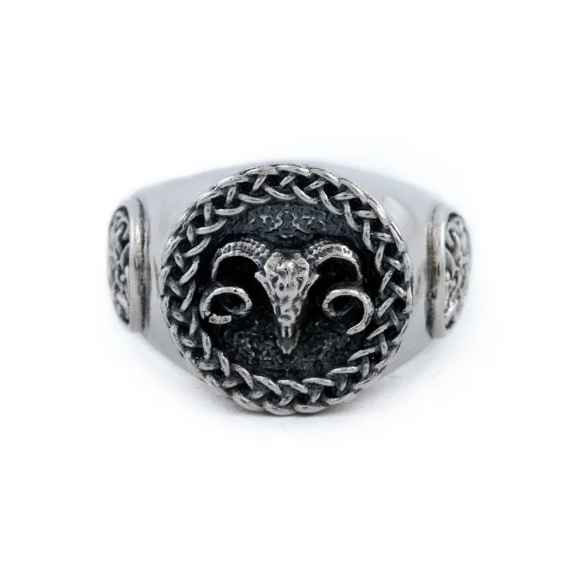 personalized diamond engagement rings for women-Weaved "Celtic Aries" Ring