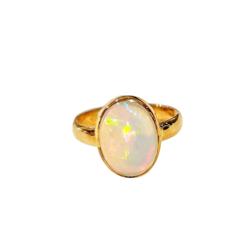 gold and diamond engagement rings for women-Welo Opal Ring in 14 K