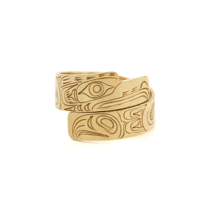 women’s rings with diamonds and emeralds-West Coast Motif Wrap Band x 14k Gold 8