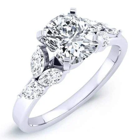 silver wedding rings for women with gemstones-Wisteria - Cushion Lab Diamond Engagement Ring VS2 F (IGI Certified)