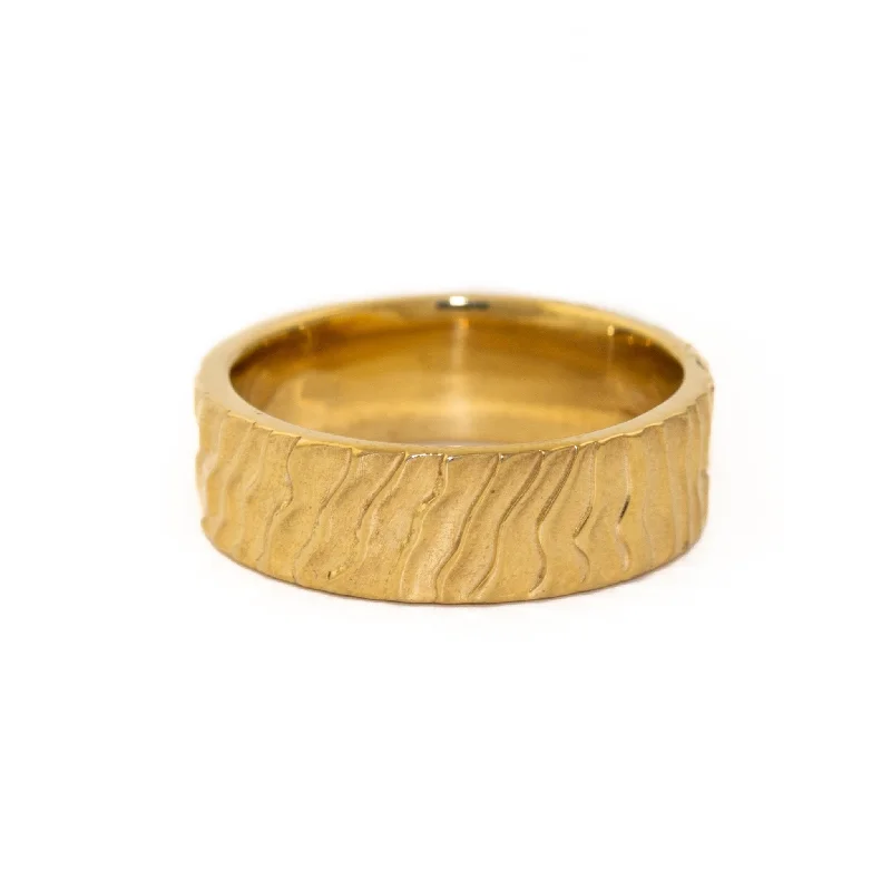 custom engraved rings for men-Yellow Gold Fingerprint Band