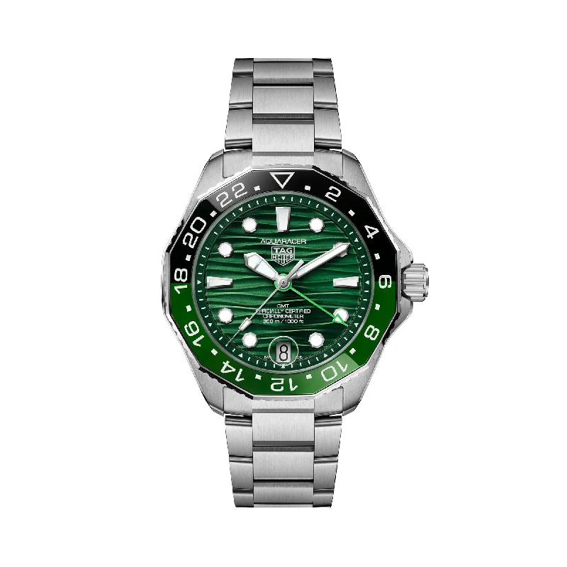 watches for men with rubber and stainless steel bands -TAG HEUER AQUARACER AUTOMATIC GMT 42MM WBP5115.BA0013