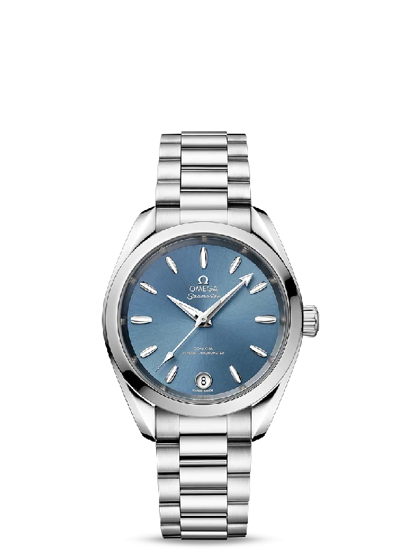 women's watches with leather strap and gold details -OMEGA Aqua Terra 150M Co‑Axial Master Chronometer 34 MM