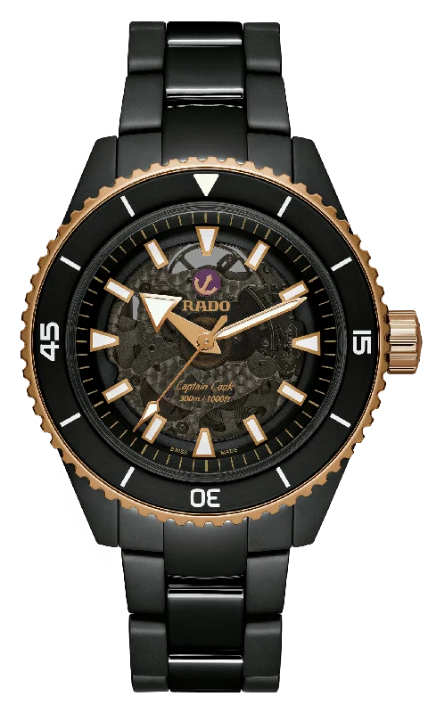 eco-friendly watches for men with leather straps -Rado Captain Cook High-Tech Ceramic