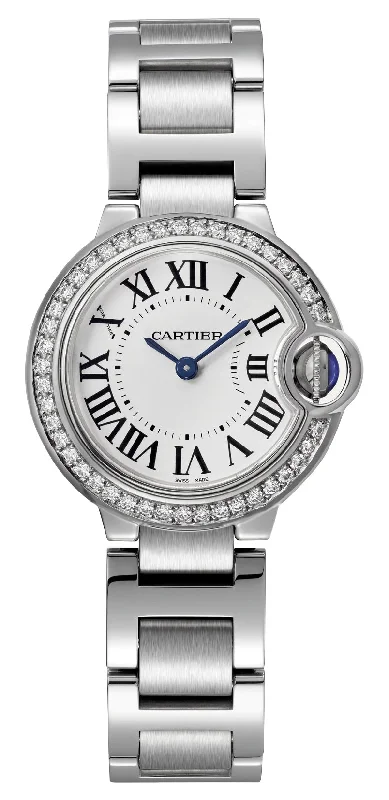 top-rated watches for men with chronograph functions -Cartier Ballon Bleu Stainless Steel Opaline Dial Diamonds Quartz Womens Watch W4BB0015