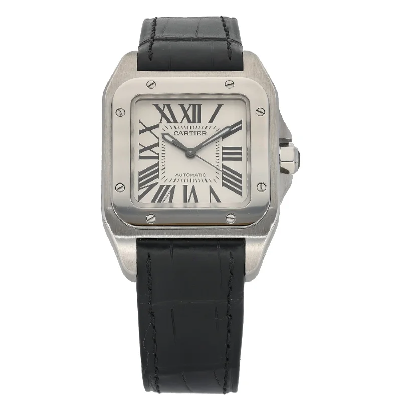 luxury watches with automatic movements for collectors -Cartier Santos 100 2878 33mm Stainless Steel Watch