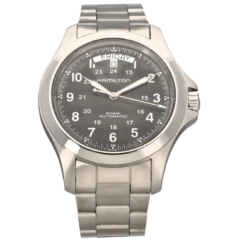 stylish analog watches for men with large faces -Hamilton Khaki Field King H644550 40mm Stainless Steel Watch