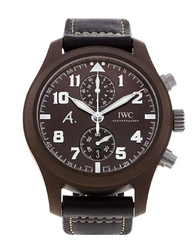 men's watches with sapphire crystal glass -IWC Pilot's Chronograph Saint Exupery THE LAST FLIGHT Mens Watch