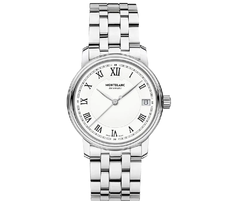 watches for women with slim design and minimal dial -Montblanc Tradition Automatic Date 32mm