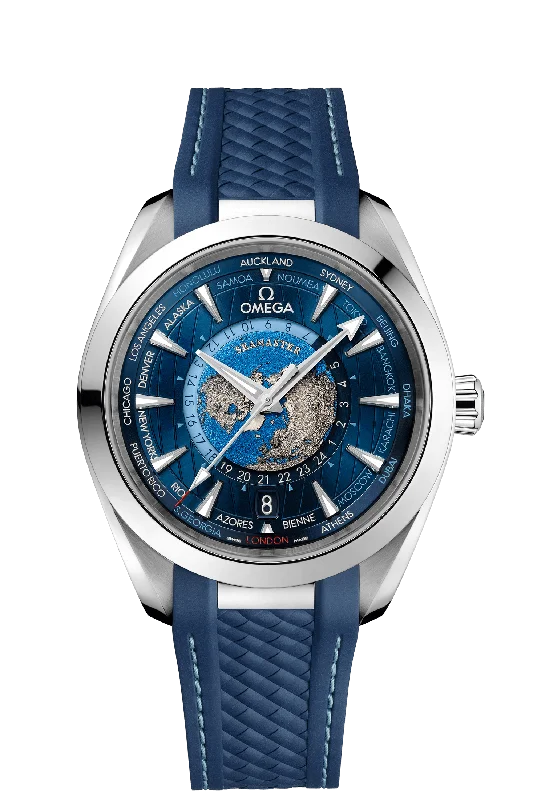 men's watches with elegant designs for formal wear -Omega Aqua Terra 150M Co‑Axial Master Chronometer GMT Worldtimer 43 MM