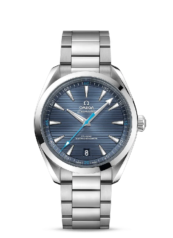 women's watches with blue leather strap -OMEGA Seamaster Aqua Terra 150M Co‑Axial Master Chronometer 41 mm