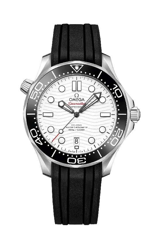 men's watches with silver metal bands and date display -OMEGA Seamaster Diver 300m Co-Axial Chronometer 42mm