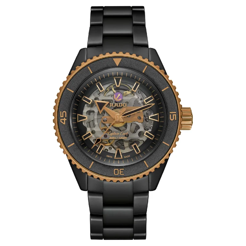 best watches for women with large faces and bold features -Rado Captain Cook High-Tech Ceramic Skeleton