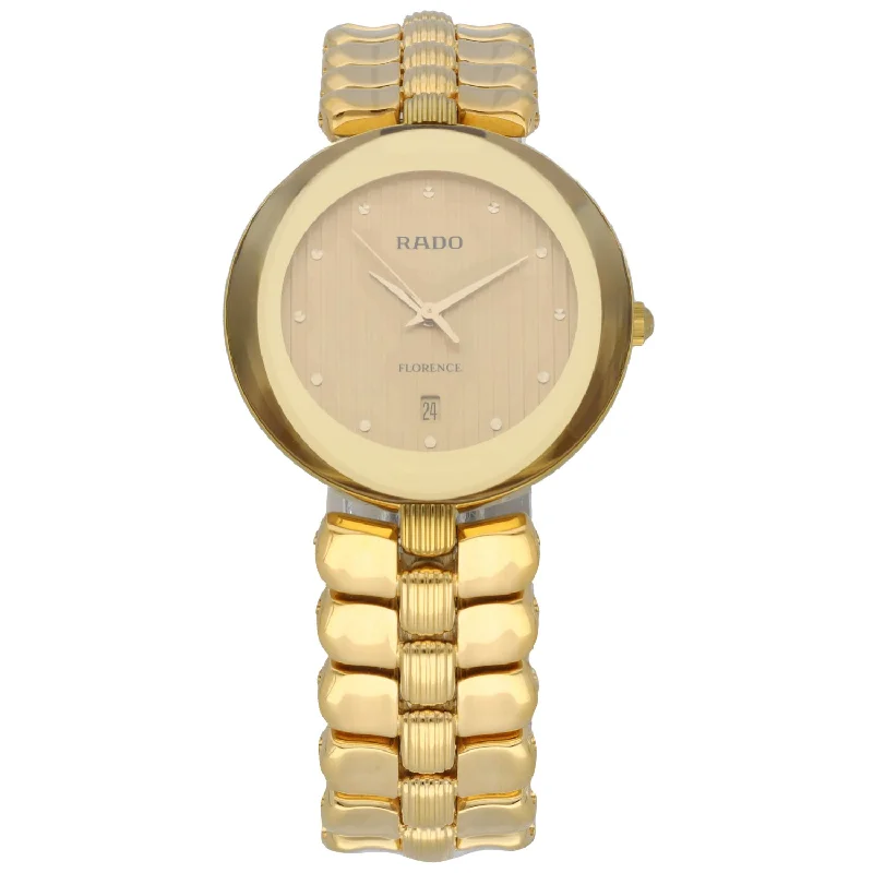 stylish watches for women with interchangeable faces -Rado Florence 129.3761.2 32.5mm Gold Plated Watch