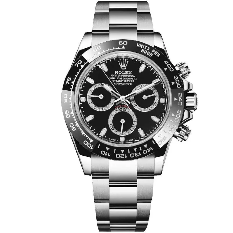 stylish leather watches for men -Rolex Daytona 116500Ln Bk Black Dial 40Mm Stainless Steel Men’S Watch