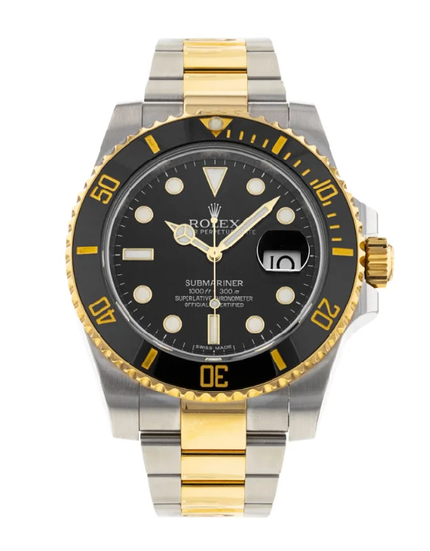 best men's watches with black leather strap -Rolex Submariner Two-Tone Men's Watch