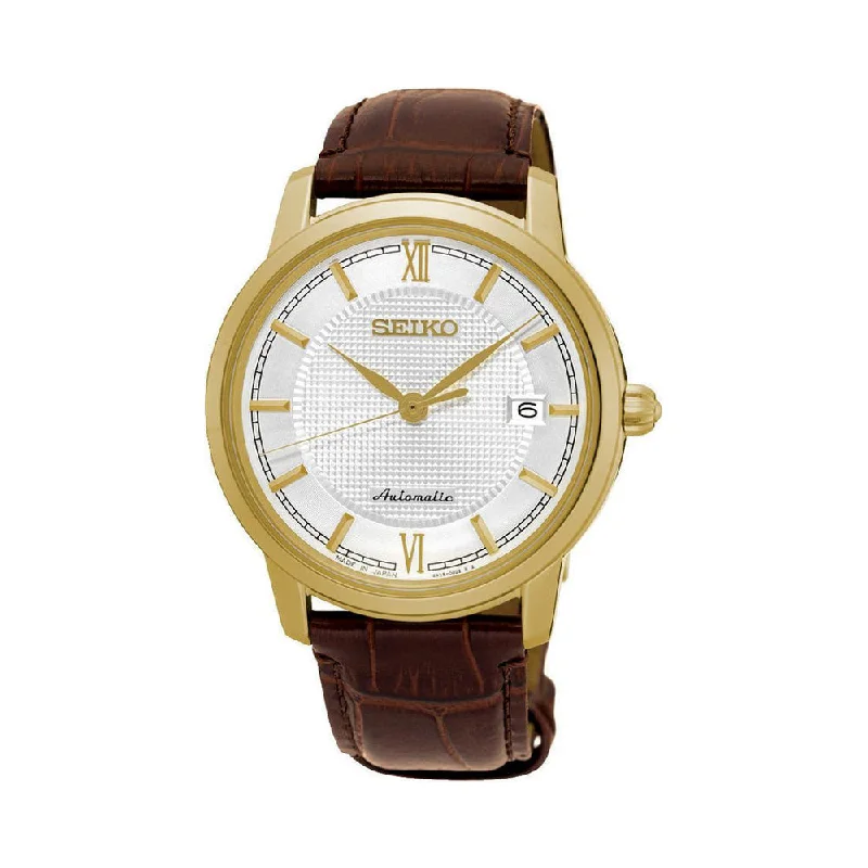 women's watches with leather strap and gold details -Seiko Presage SRPA14J1 Watch For Men