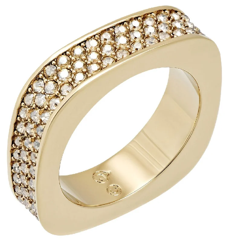 solar-powered watches for men with classic design -Swarovski Vio Yellow Gold Plated Golden Crystal Pavé Womens Ring Size 8 / 58 - 5139701