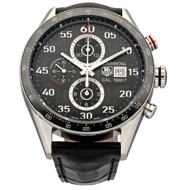 men's chronograph watches with date feature -Tag Heuer Carrera CAR2A10-2 44mm Stainless Steel Watch