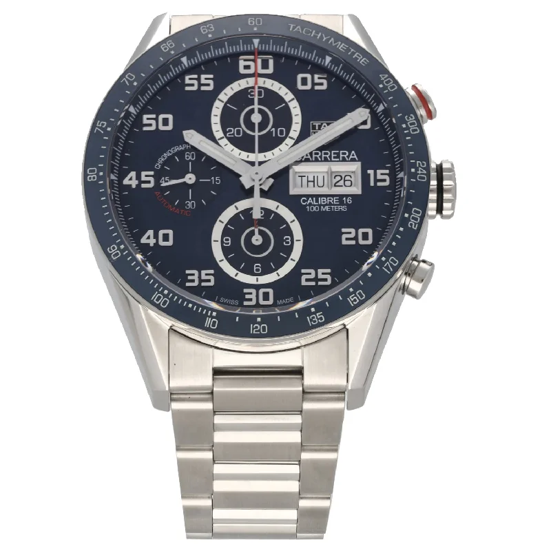 high-tech fitness watches for athletes -Tag Heuer Carrera CV2A1V 43mm Stainless Steel Watch