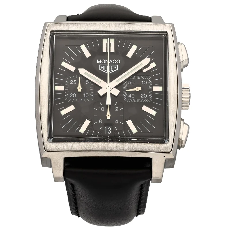 high-end watches with modern style for men -Tag Heuer Monaco CS2111 38mm Stainless Steel Watch