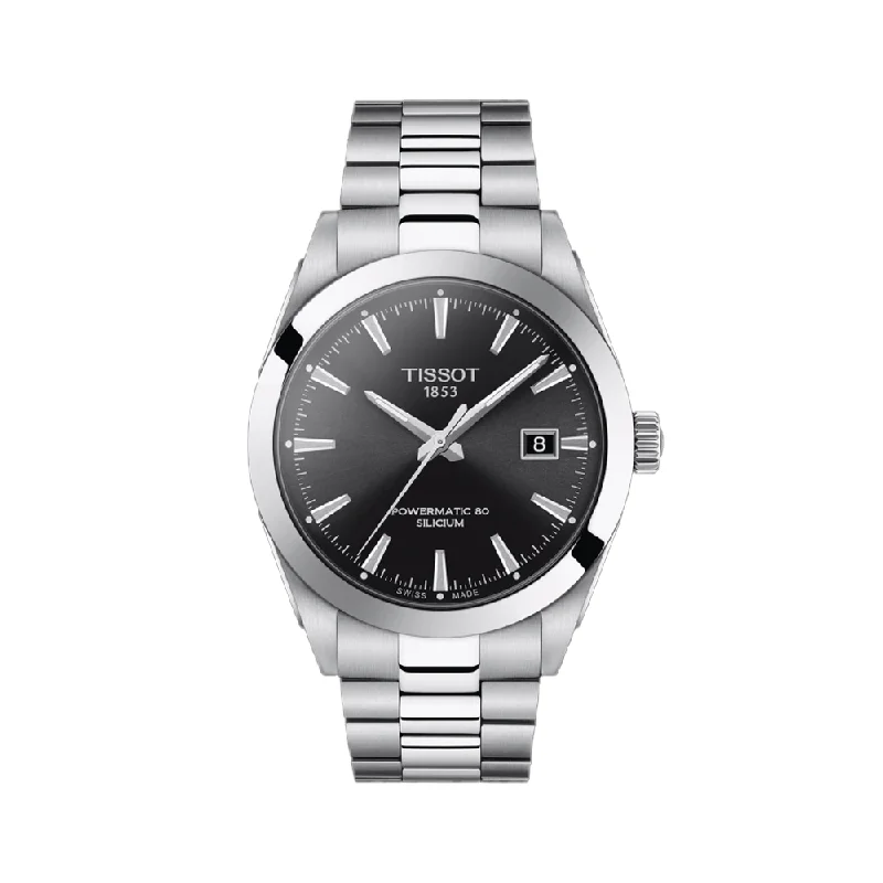 high-end men’s watches with leather bands -Tissot Mens Gentleman Swiss Automatic Stainless Steel Watch T1274071105100