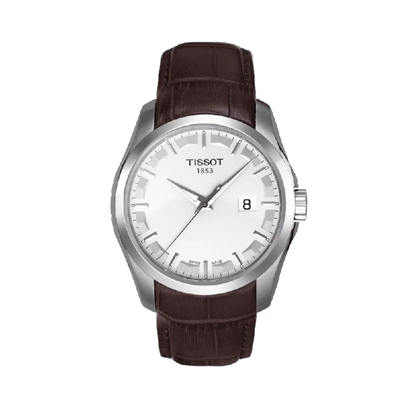 affordable fitness tracking smartwatches for women -Tissot T0354101603100 COUTURIER Analog White Dial Men's Watch