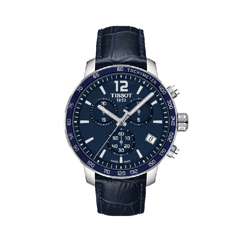 men's watches with durable and stylish rubber bands -Tissot T0954171604700 Quickster Chronograph Blue Dial Men's Watch