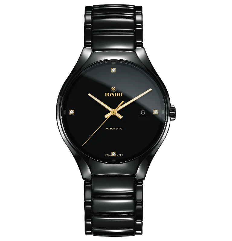 premium watches for men with leather and rubber bands -Rado True Automatic Diamonds